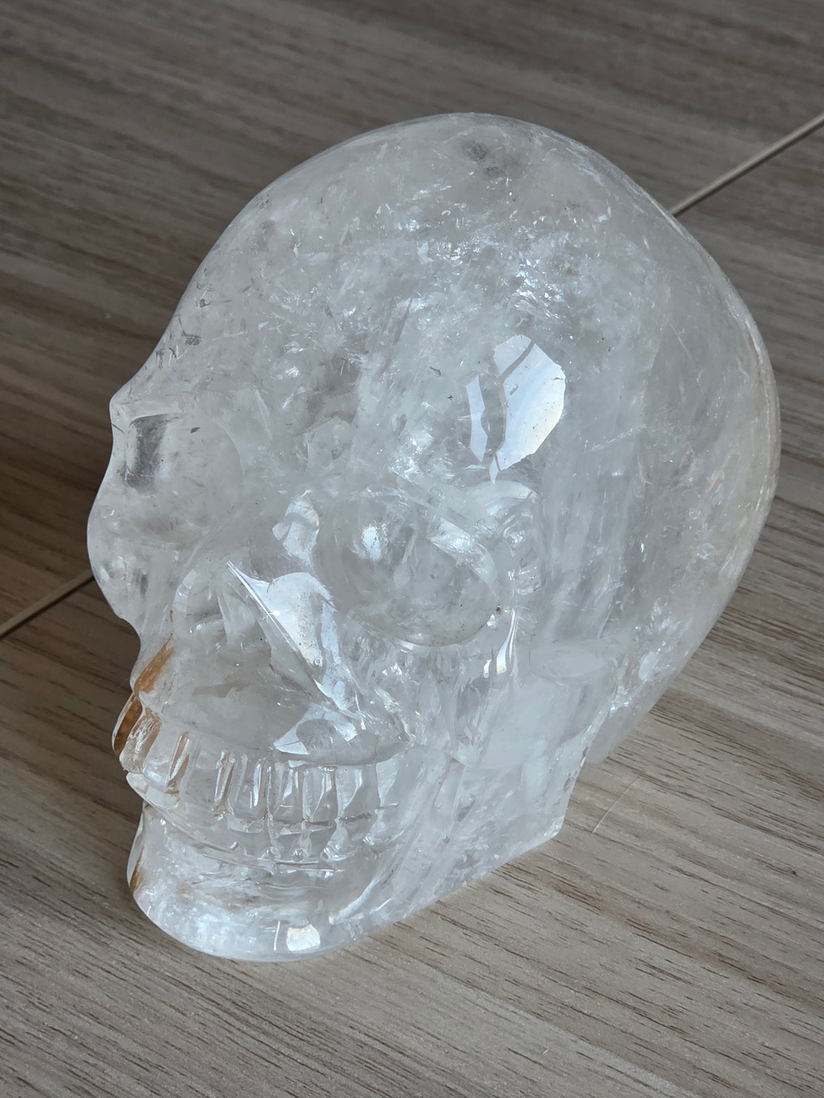 Large natural clear quartz crystal skull from Brazil