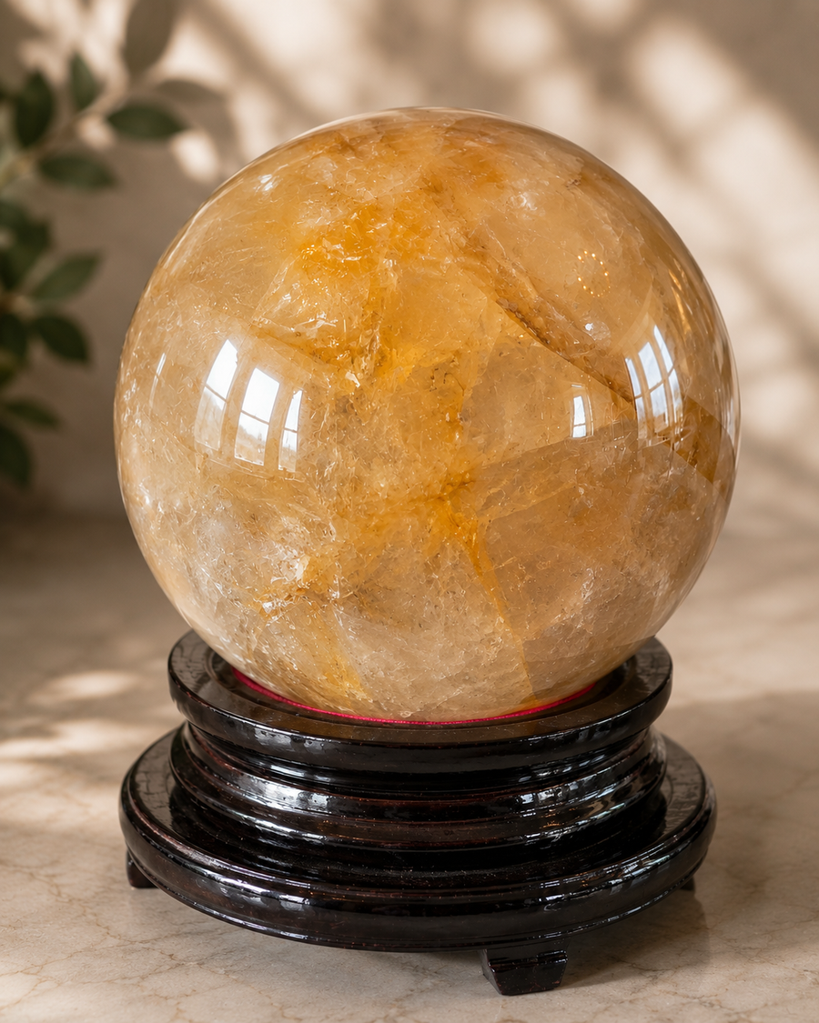 Large 18.4kg golden healer quartz crystal sphere