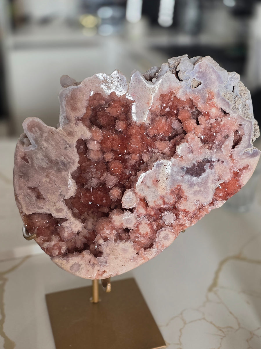 5kg pink amethyst geode on stand