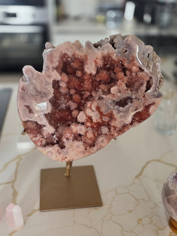 5kg pink amethyst geode on stand – view 2