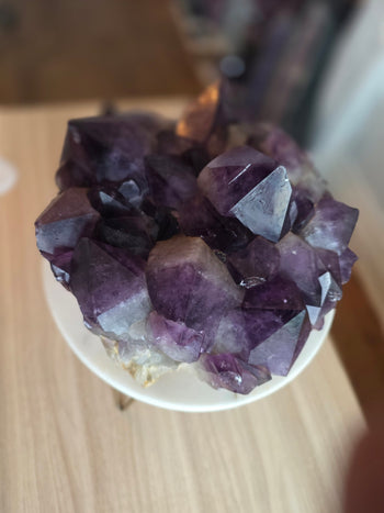 Large deep purple Congo amethyst points with frosted pale bases