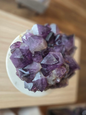 Top view of 28cm x 23cm Congo amethyst crystal cluster