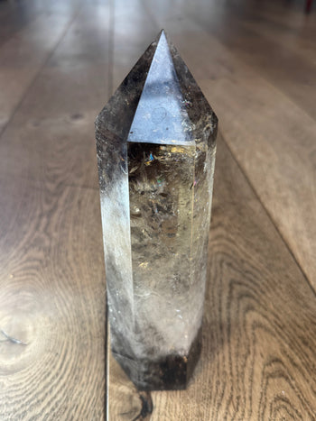 1.4kg polished smoky quartz crystal tower