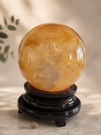 Large 18.4kg golden healer quartz crystal sphere – view 2