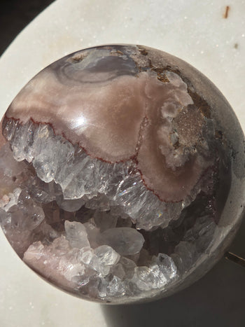 Pink amethyst geode sphere 1.11kg, further view