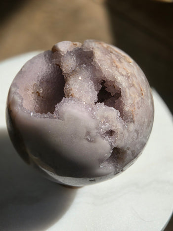 Pink amethyst geode sphere 1.19kg from Brazil, further view